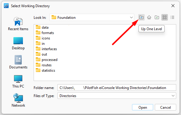 Route Working Directory Help Button Images in eiConsole