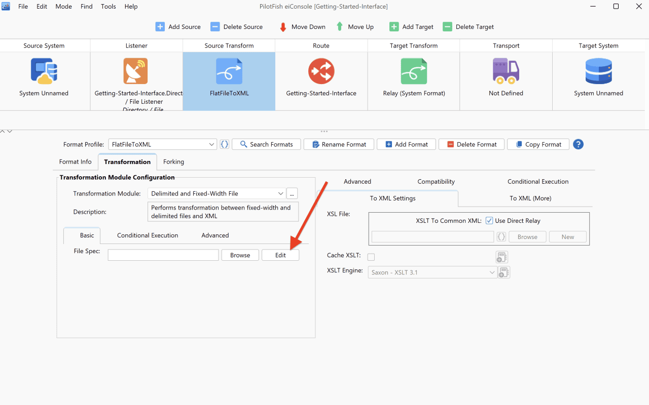 Using the File Specification Editor for Source Transformation