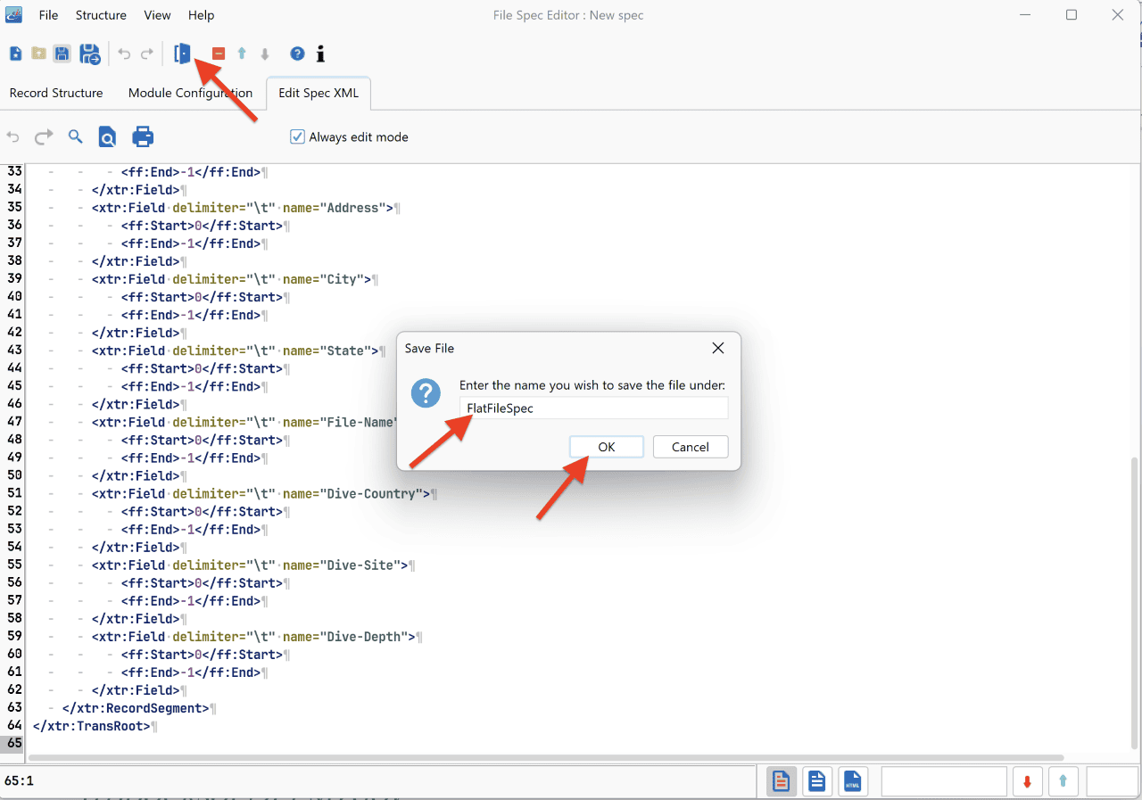 Using the File Specification Editor for Source Transformation