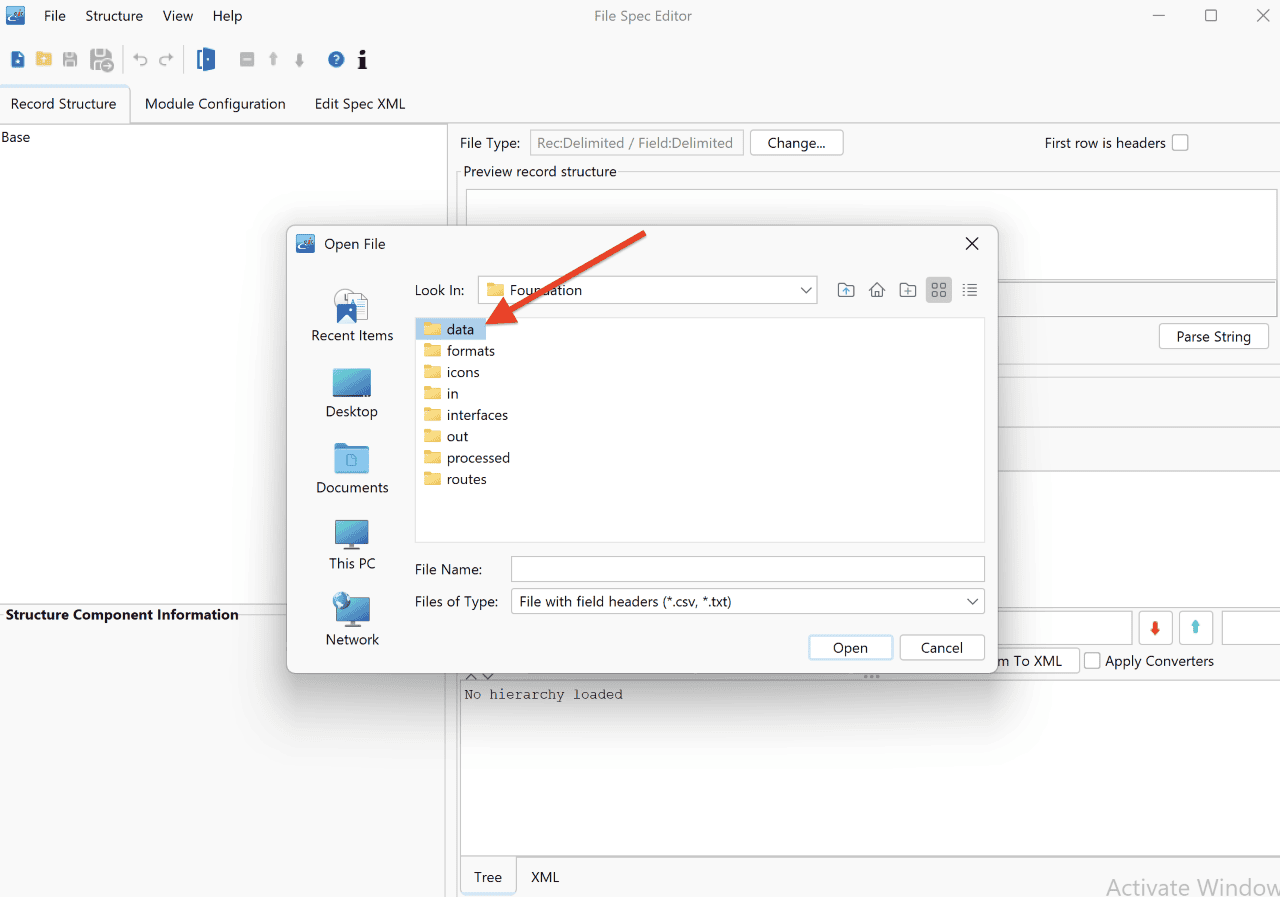 Using the File Specification Editor for Source Transformation