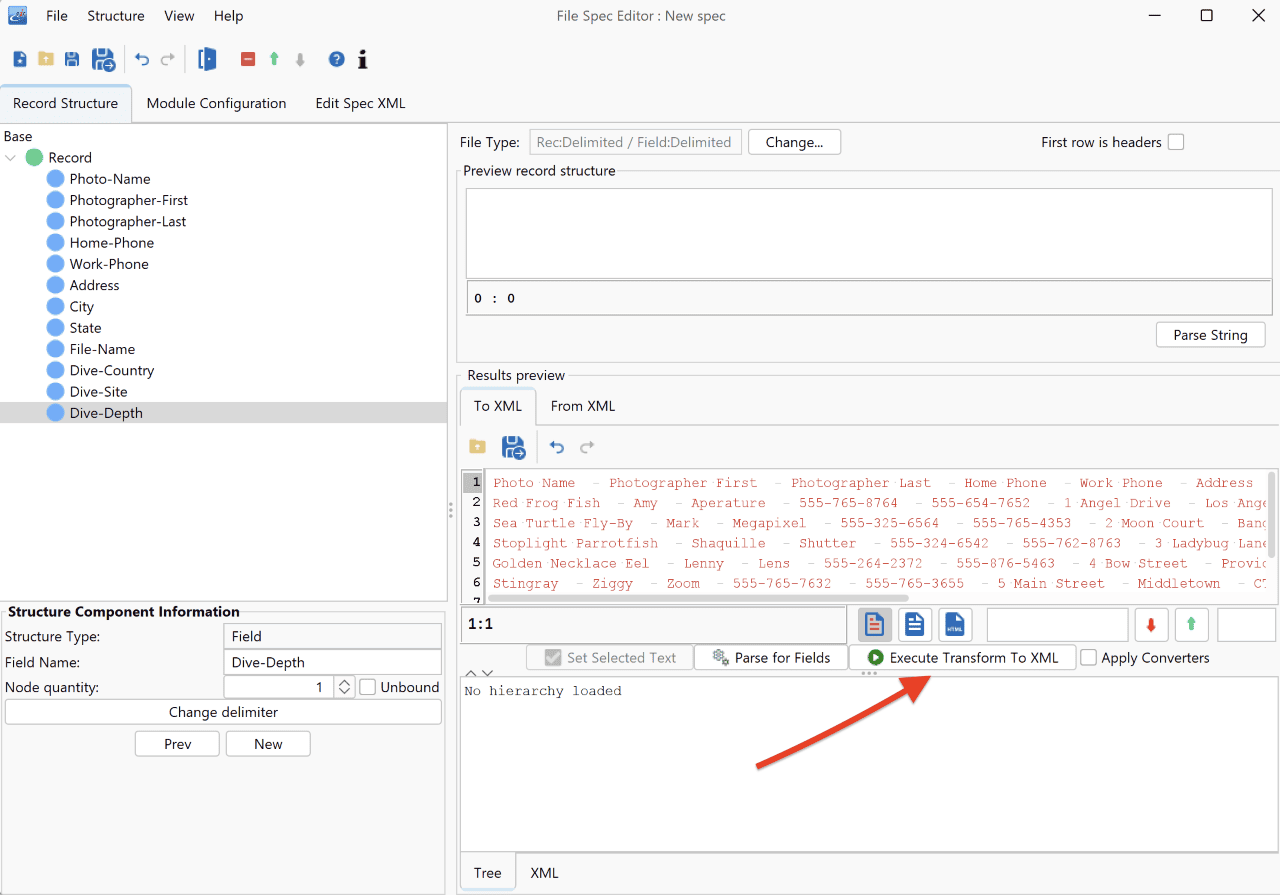 Using the File Specification Editor for Source Transformation