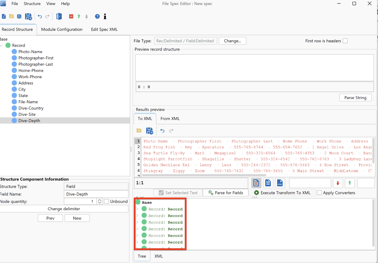 Using the File Specification Editor for Source Transformation