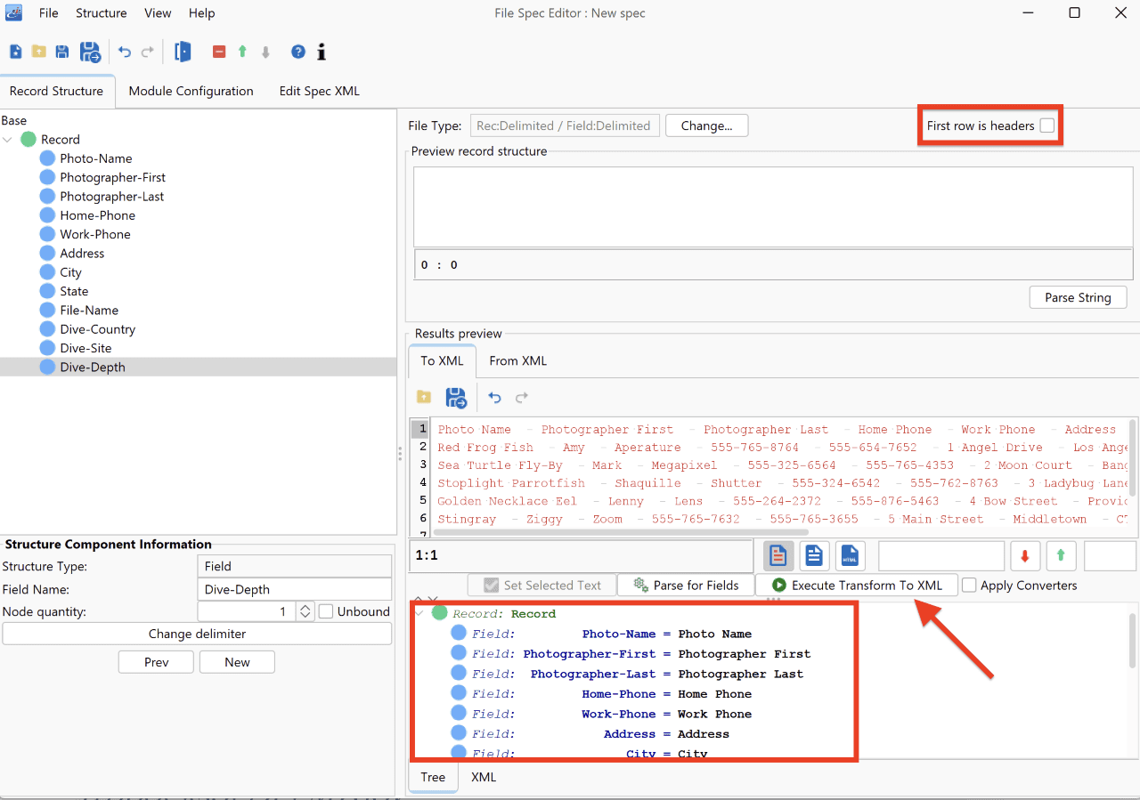 Using the File Specification Editor for Source Transformation