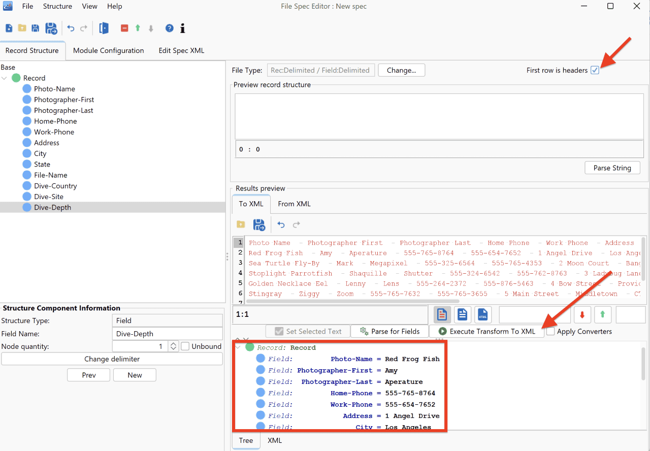 Using the File Specification Editor for Source Transformation
