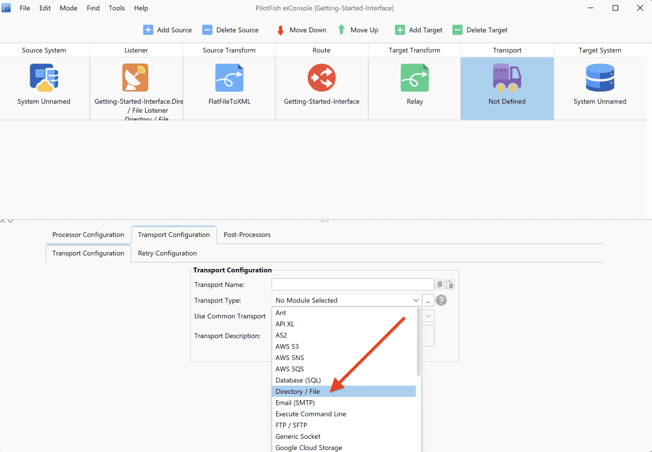Configuring a Transport