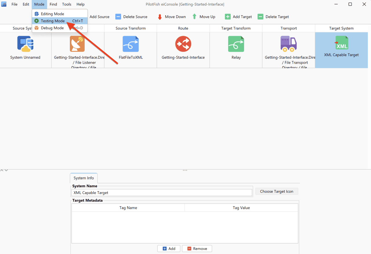 Testing an Interface Using the Inline Testing Mode