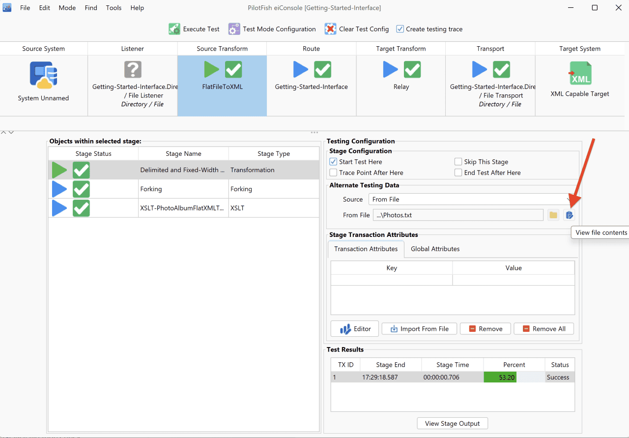 Testing an Interface Using the Inline Testing Mode