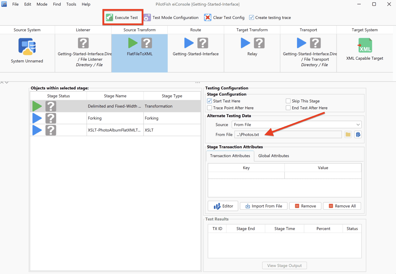 Testing an Interface Using the Inline Testing Mode