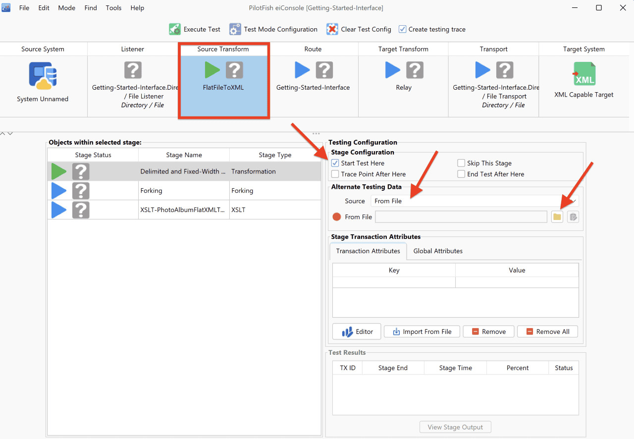 Testing an Interface Using the Inline Testing Mode