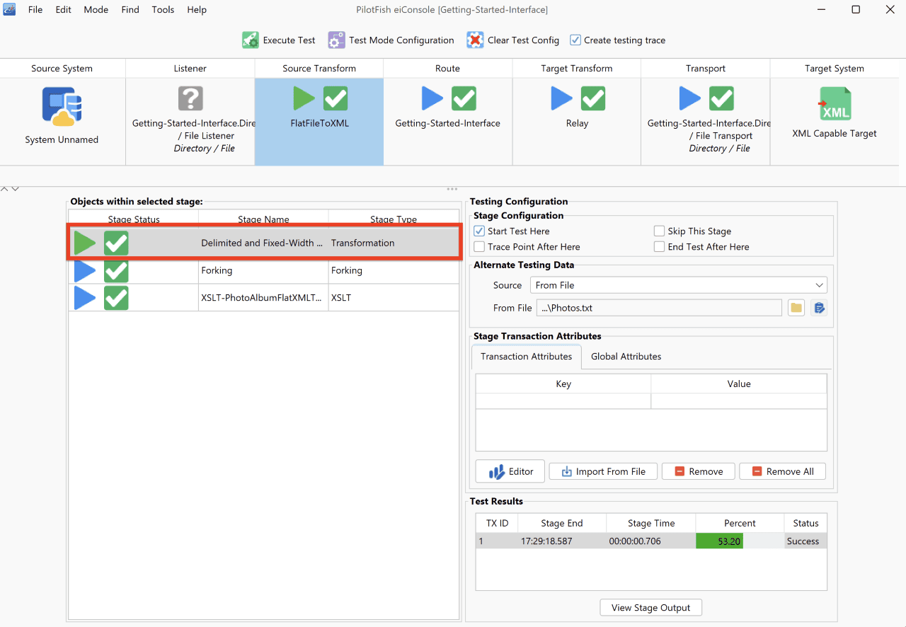 Testing an Interface Using the Inline Testing Mode