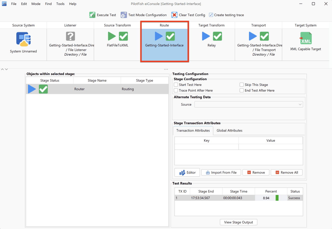 Testing an Interface Using the Inline Testing Mode