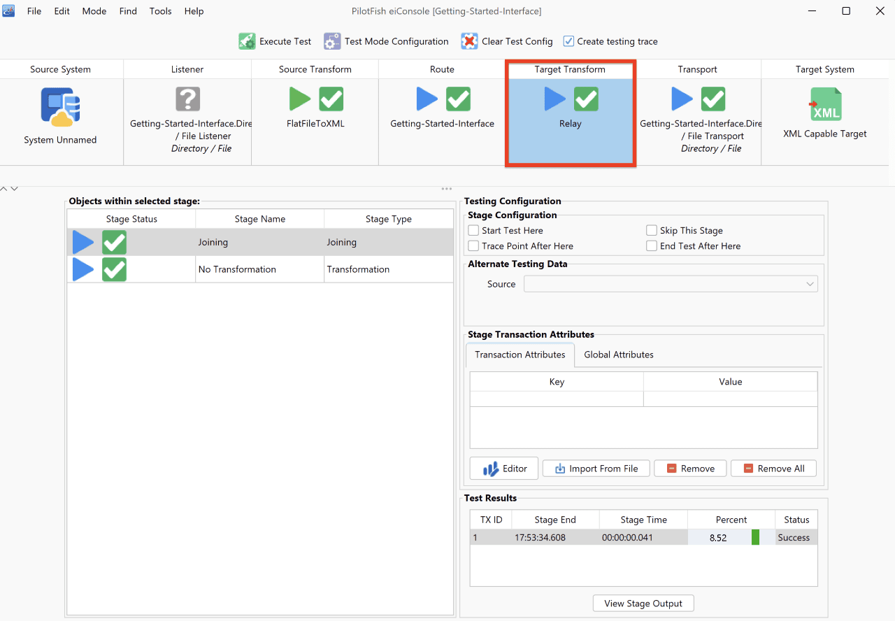 Testing an Interface Using the Inline Testing Mode