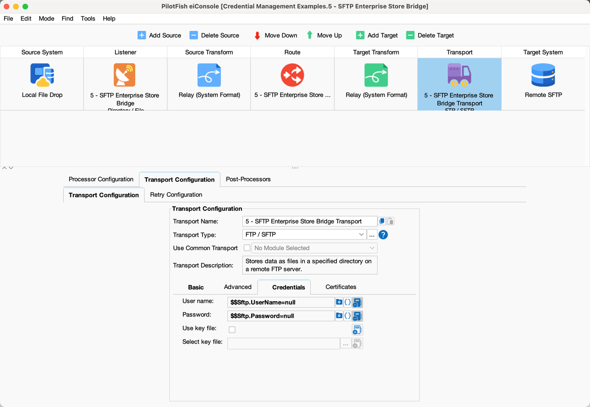 Managing Credentials in PilotFish